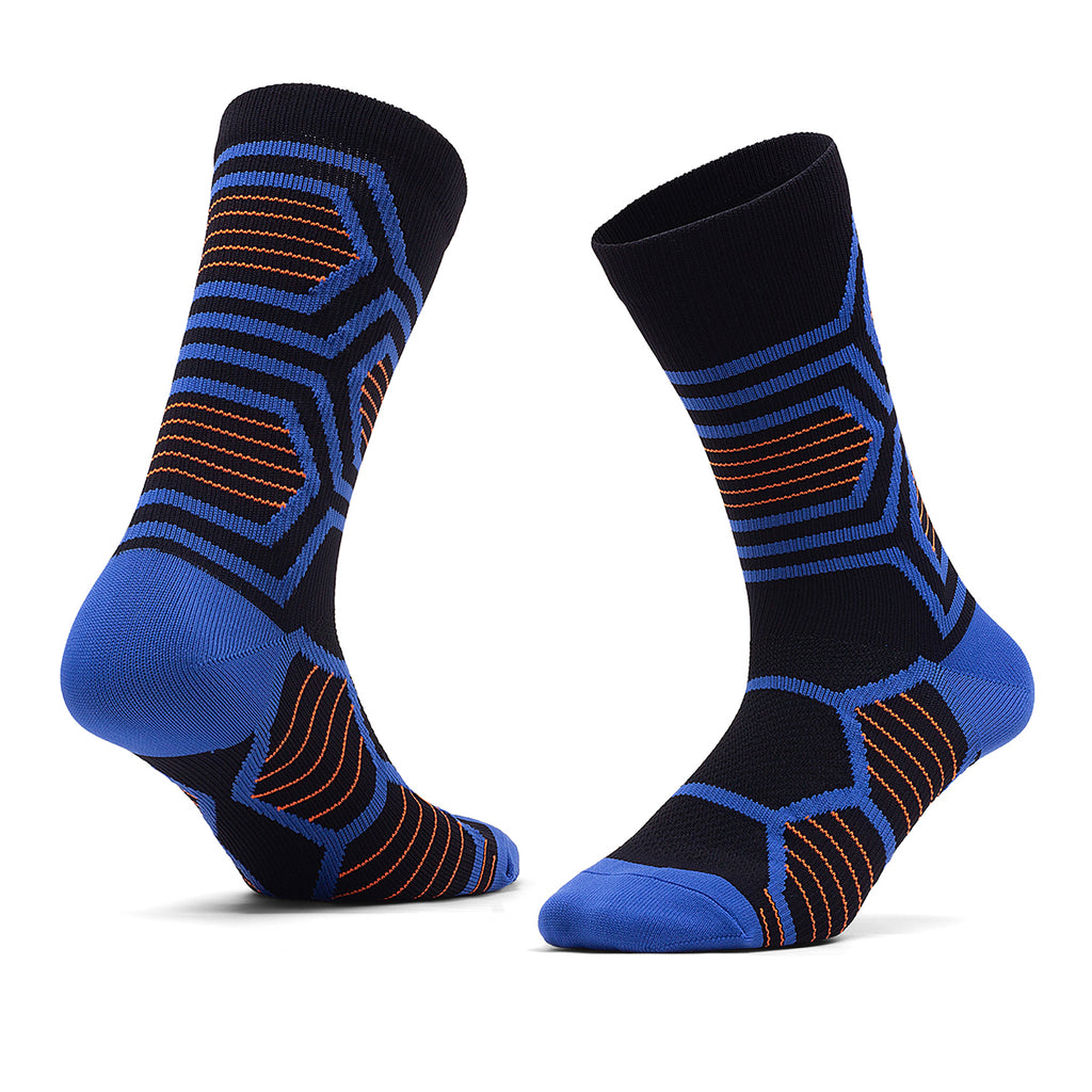 Blue-Orange Cycling Compression Crew Socks