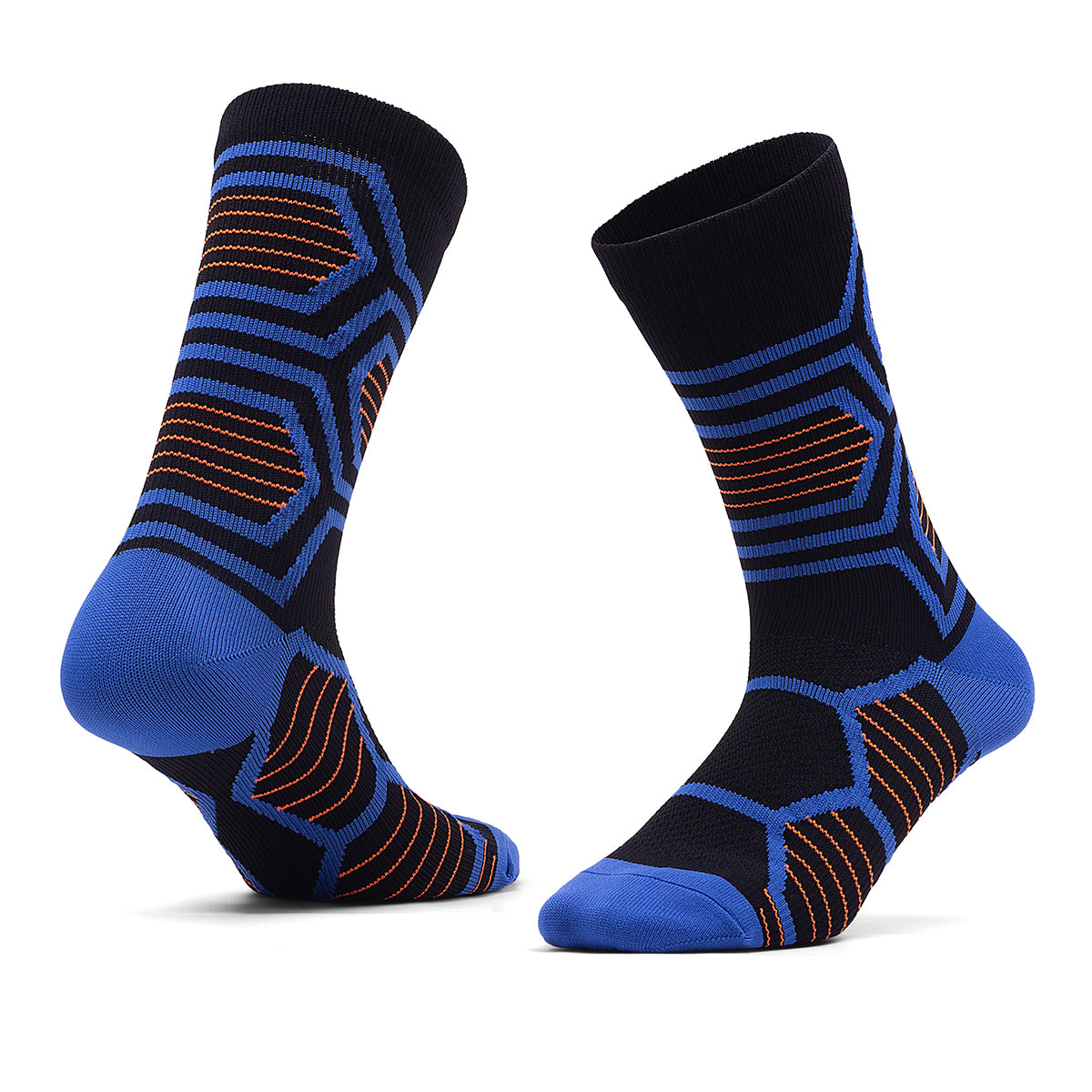 Blue-Orange Cycling Compression Crew Socks