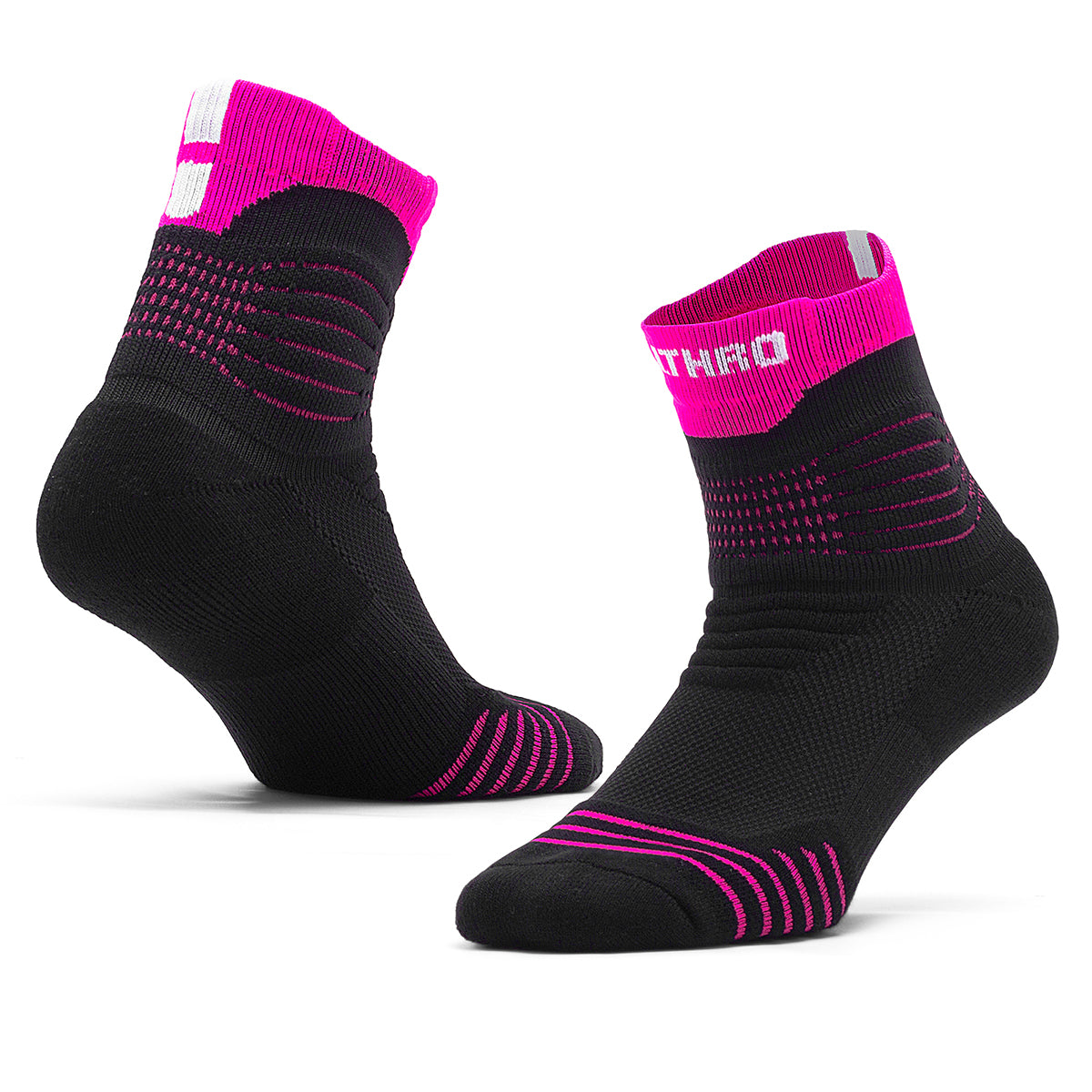 Black Pink Quarter Crew Training Socks | Customizable Logo & Accent Socks 50 Pairs MOQ