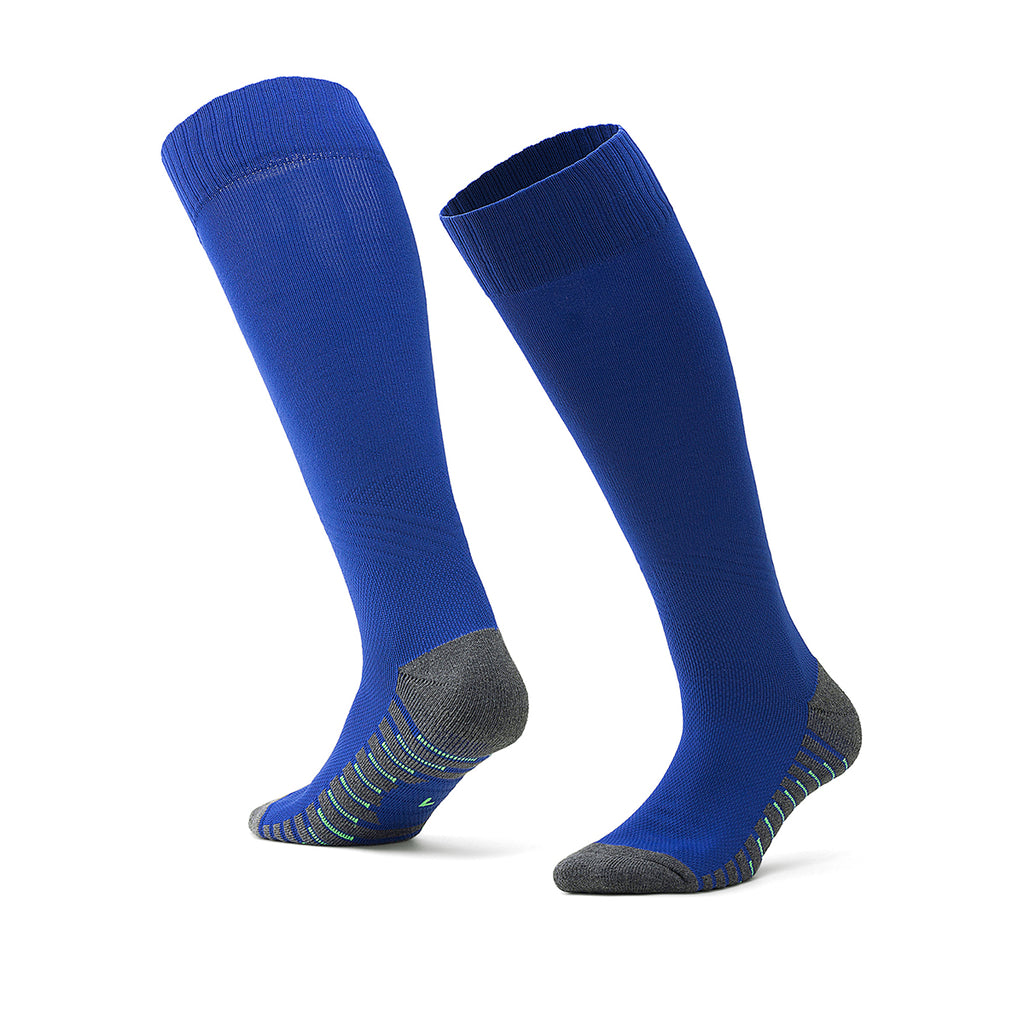 Royal Blue Gray Green Striped Soccer Socks | Campus League Anti-Slip Training Socks