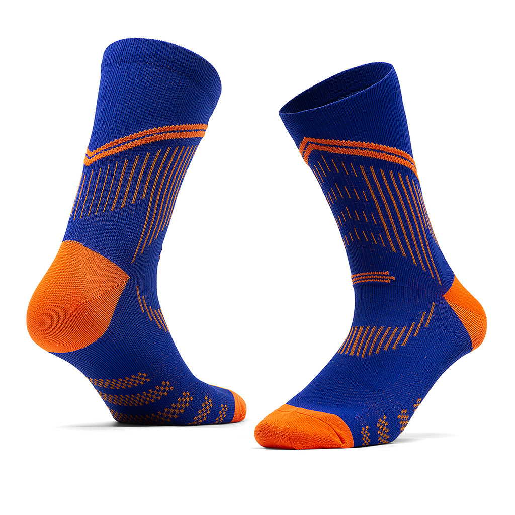 Marathon Running Compression Socks | OEM Mid-Distance Blue-Orange Athletic Socks
