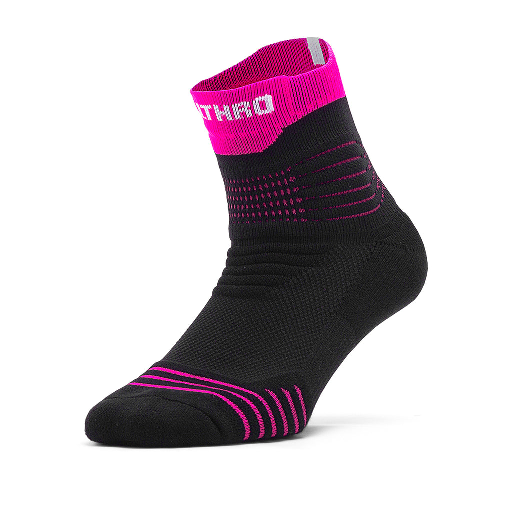 Black Pink Quarter Crew Training Socks | Customizable Logo & Accent Socks 50 Pairs MOQ