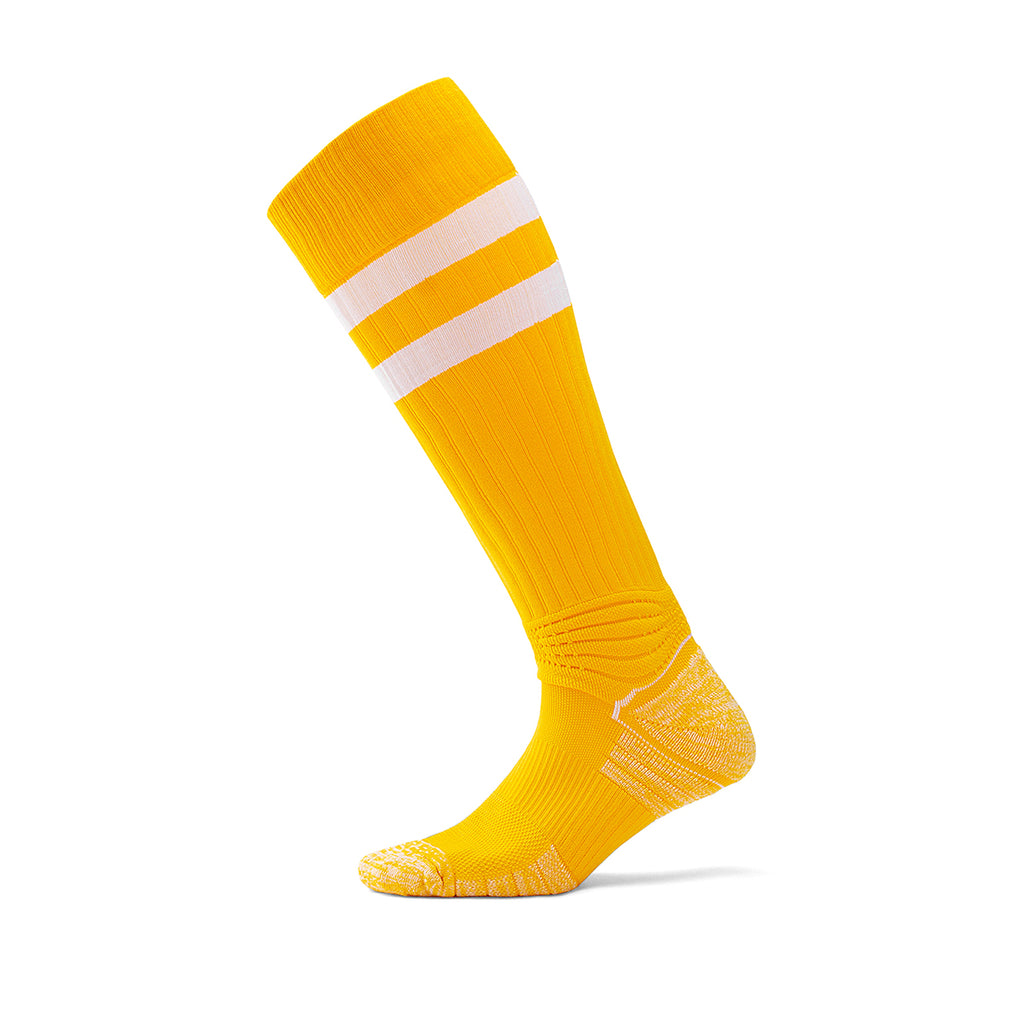 Evening Training Youth Soccer Socks | High-Visibility Yellow White Socks