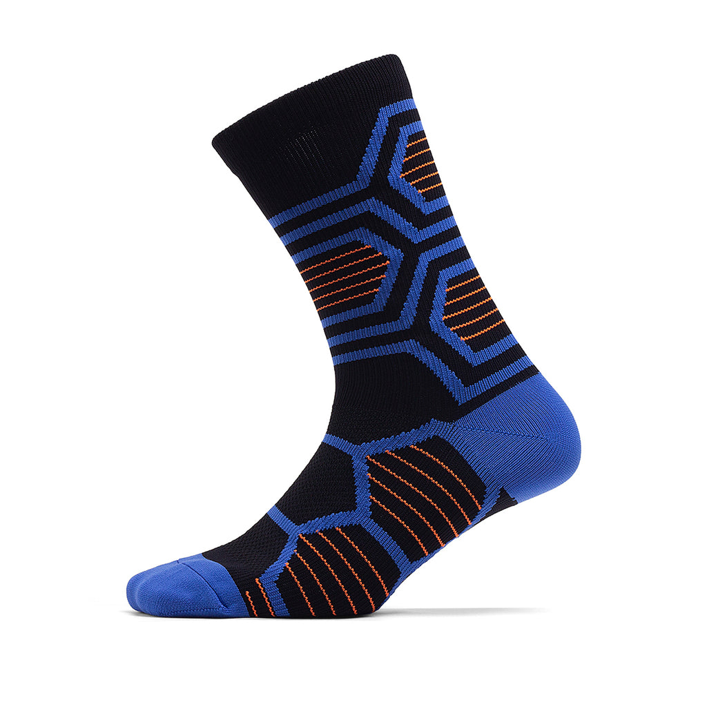 Blue-Orange Cycling Compression Crew Socks