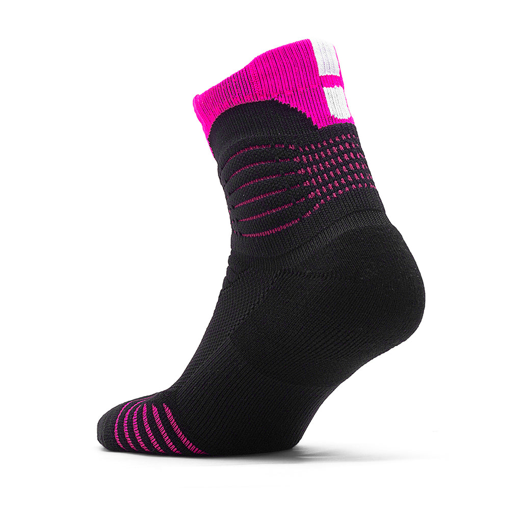 Black Pink Quarter Crew Training Socks | Customizable Logo & Accent Socks 50 Pairs MOQ