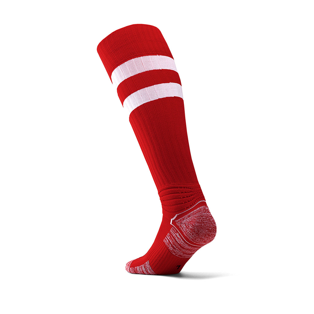 Red White Campus League Soccer Socks | School Team Home Uniform Socks