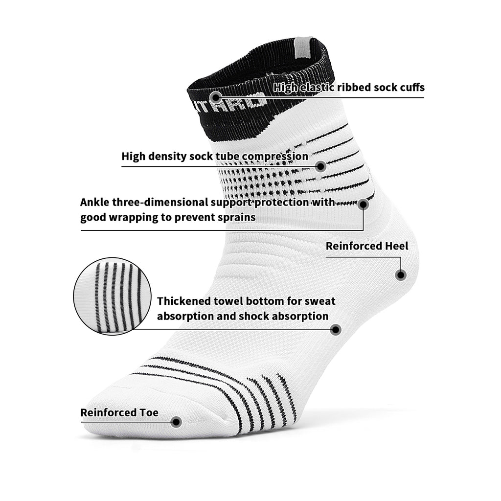 Custom Black White Quarter Crew Socks | OEM Multi-Sport Training Socks