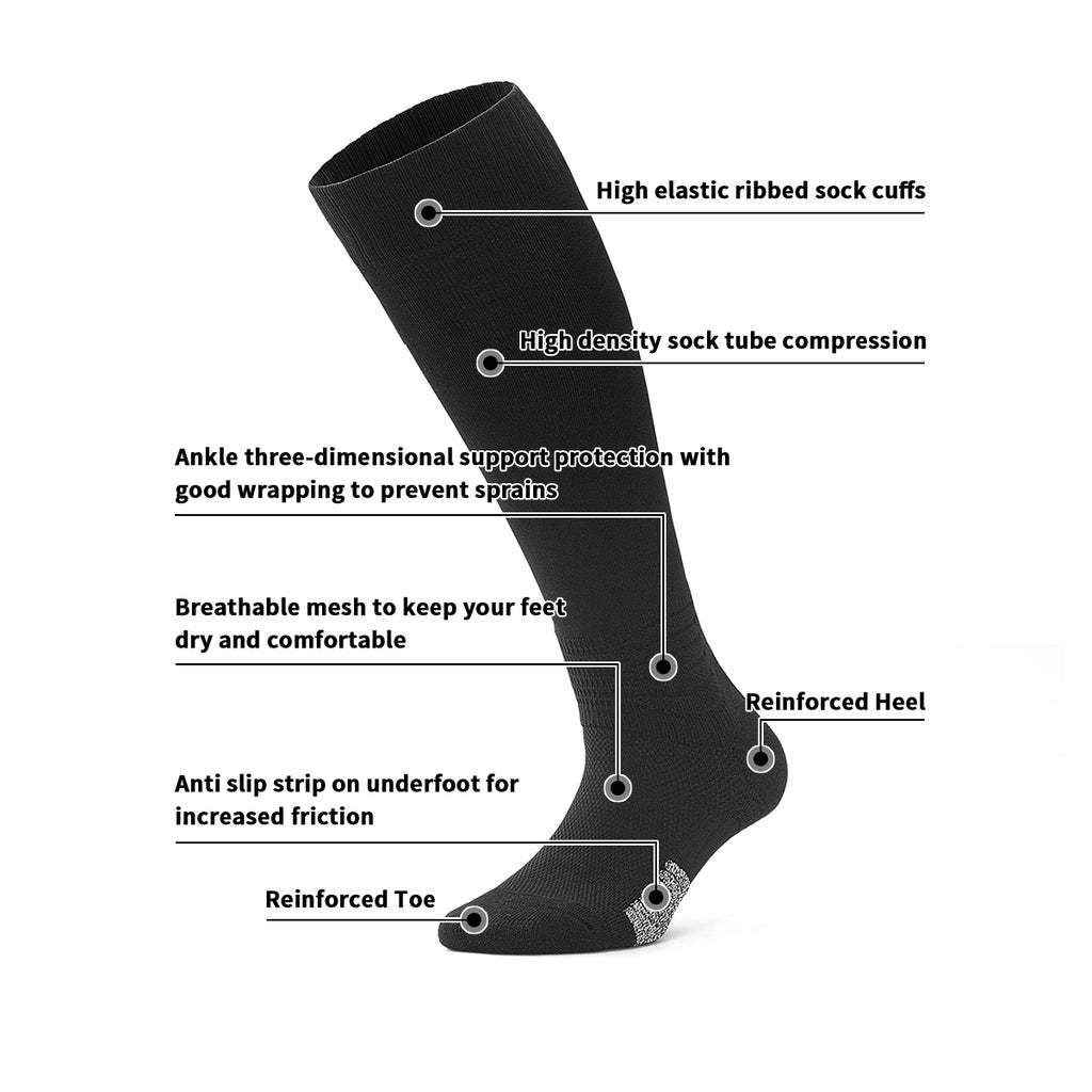 Black Anti-Slip Youth Soccer Socks | Custom Logo Training Socks