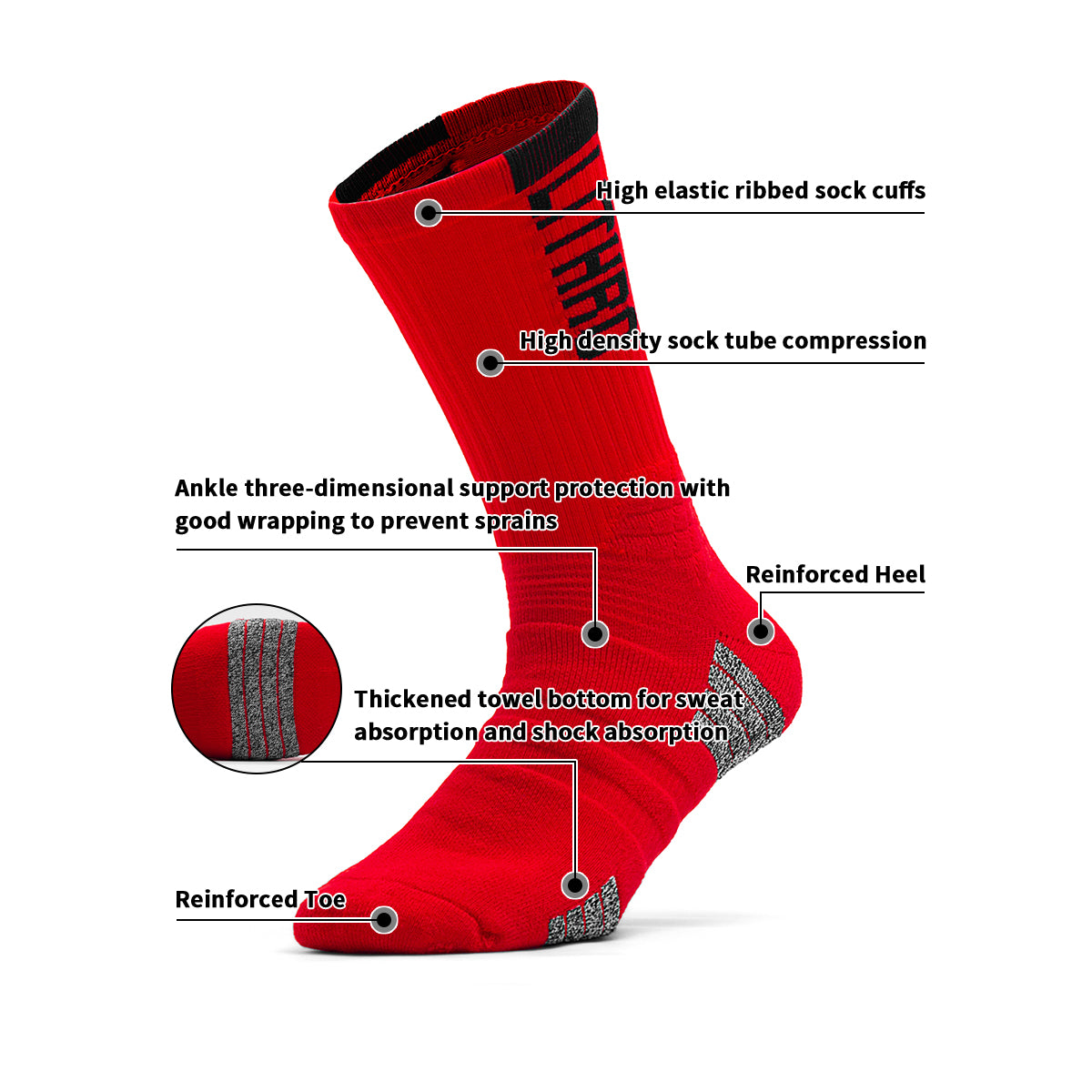 League Uniform Red Basketball Socks