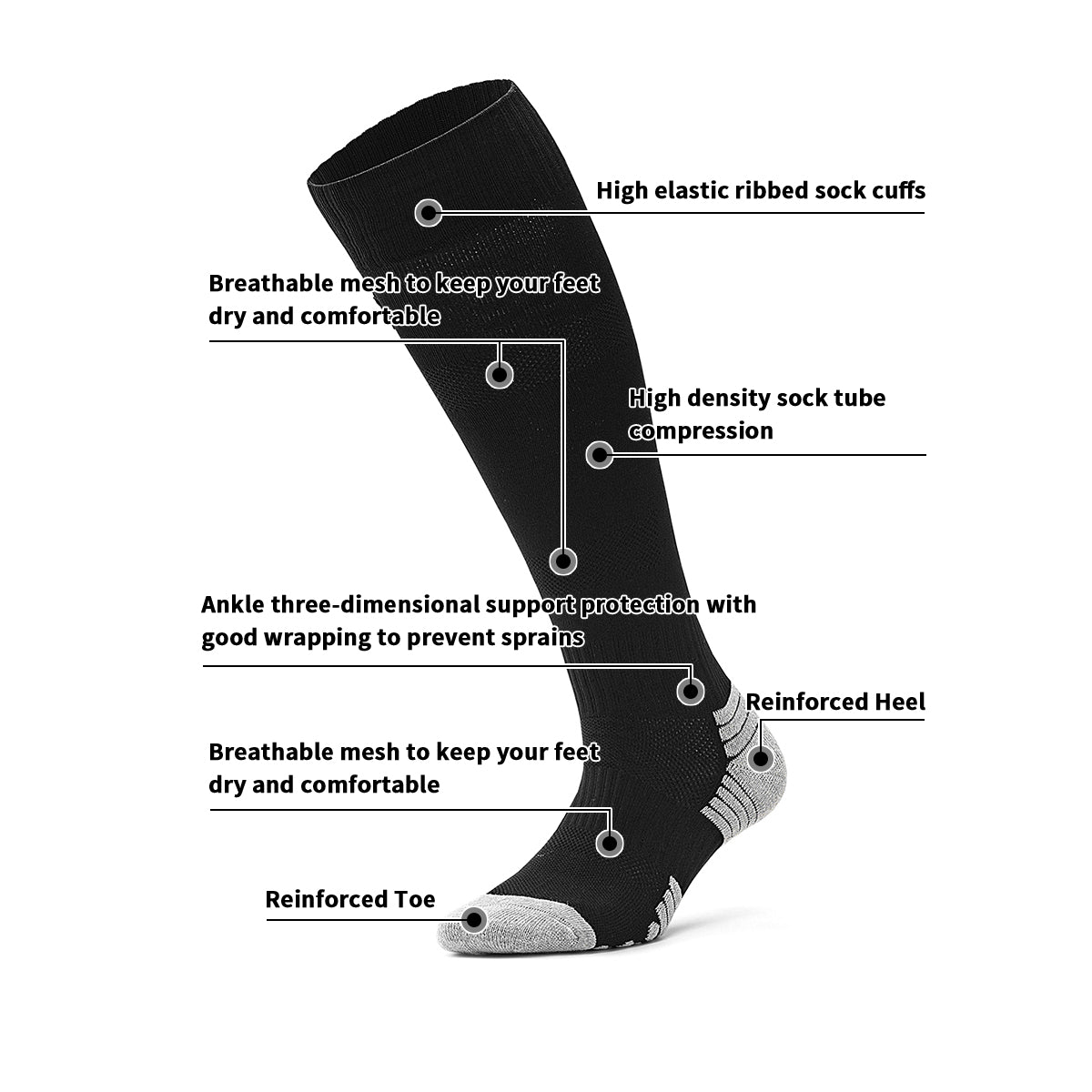 Black Evening Training Soccer Socks | Hard Court Anti-Slip
