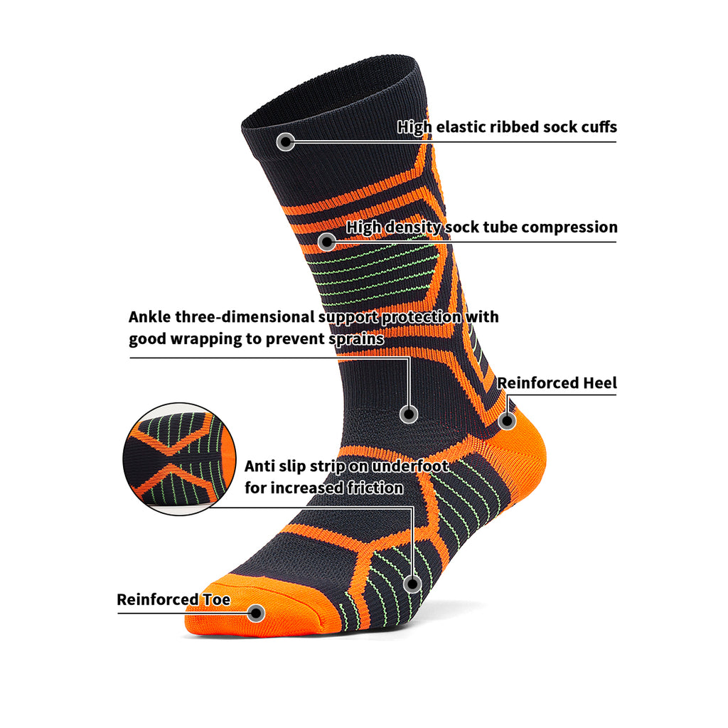 Geometric Compression Crew Socks | OEM High-Intensity Training Athletic Socks