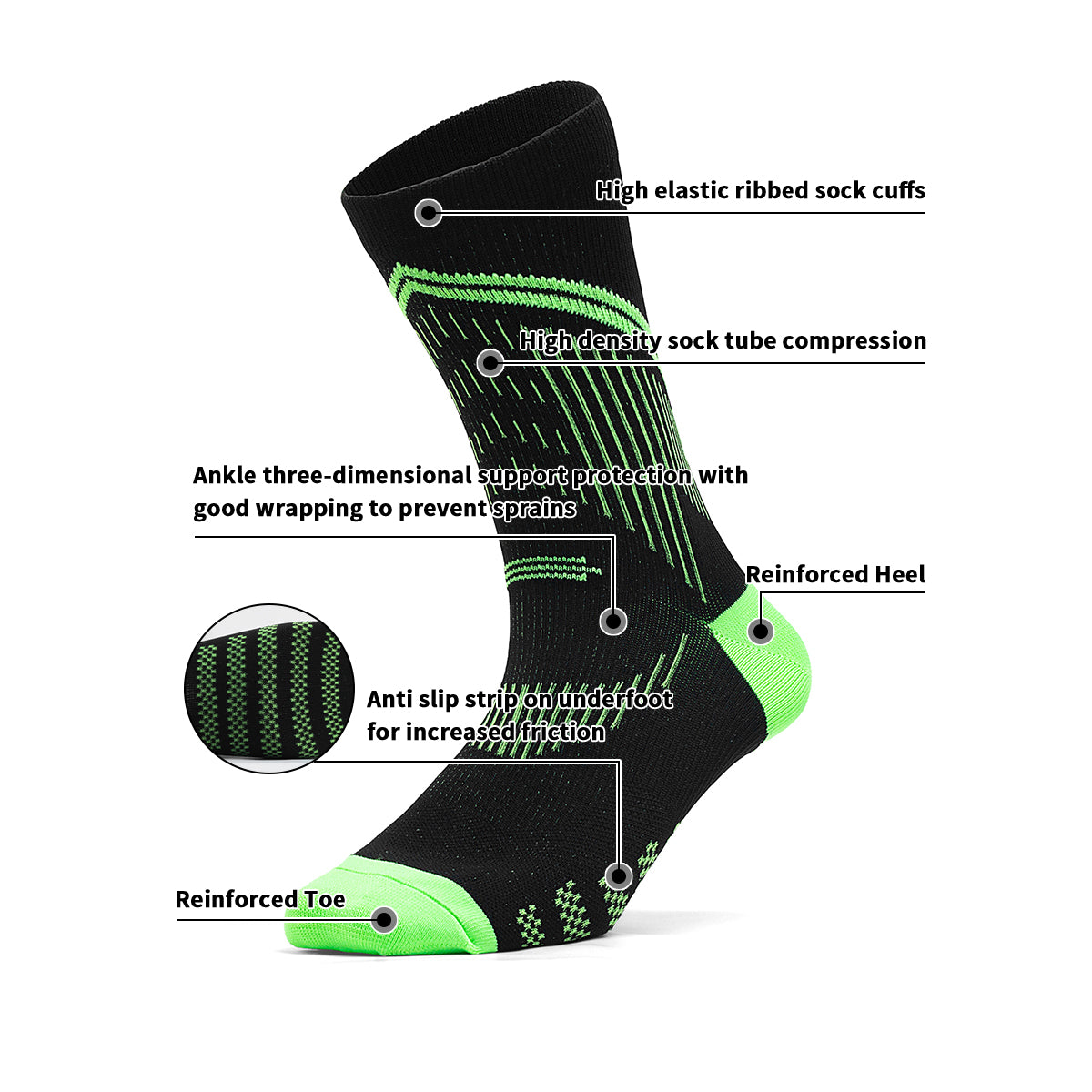 Night Trail Running Compression Socks | OEM Off-Road Mountain Night Safety Socks