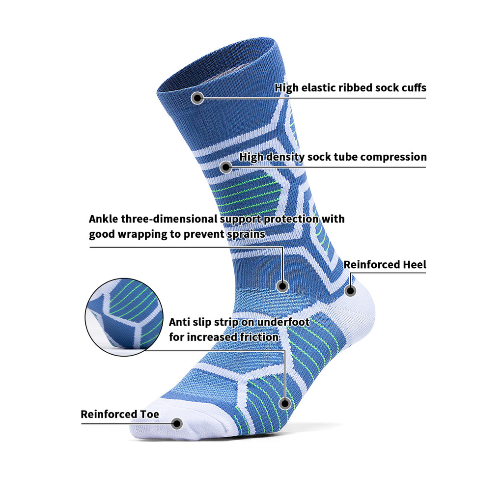 Customizable Light Blue White Road Cycling Socks | OEM Breathable Summer Bike Compression Socks