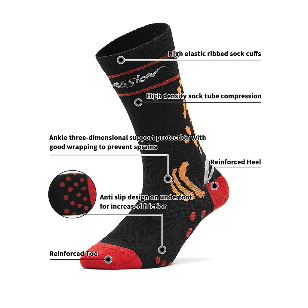 Anti-Slip Grip Cycling Socks | OEM Flame Pattern Urban Bike Socks