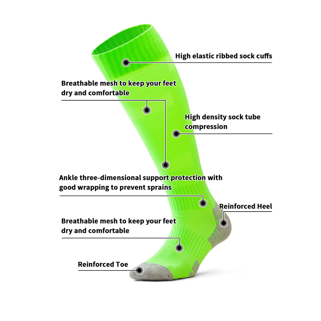 Neon Green Night Training Socks | High-Visibility Anti-Slip