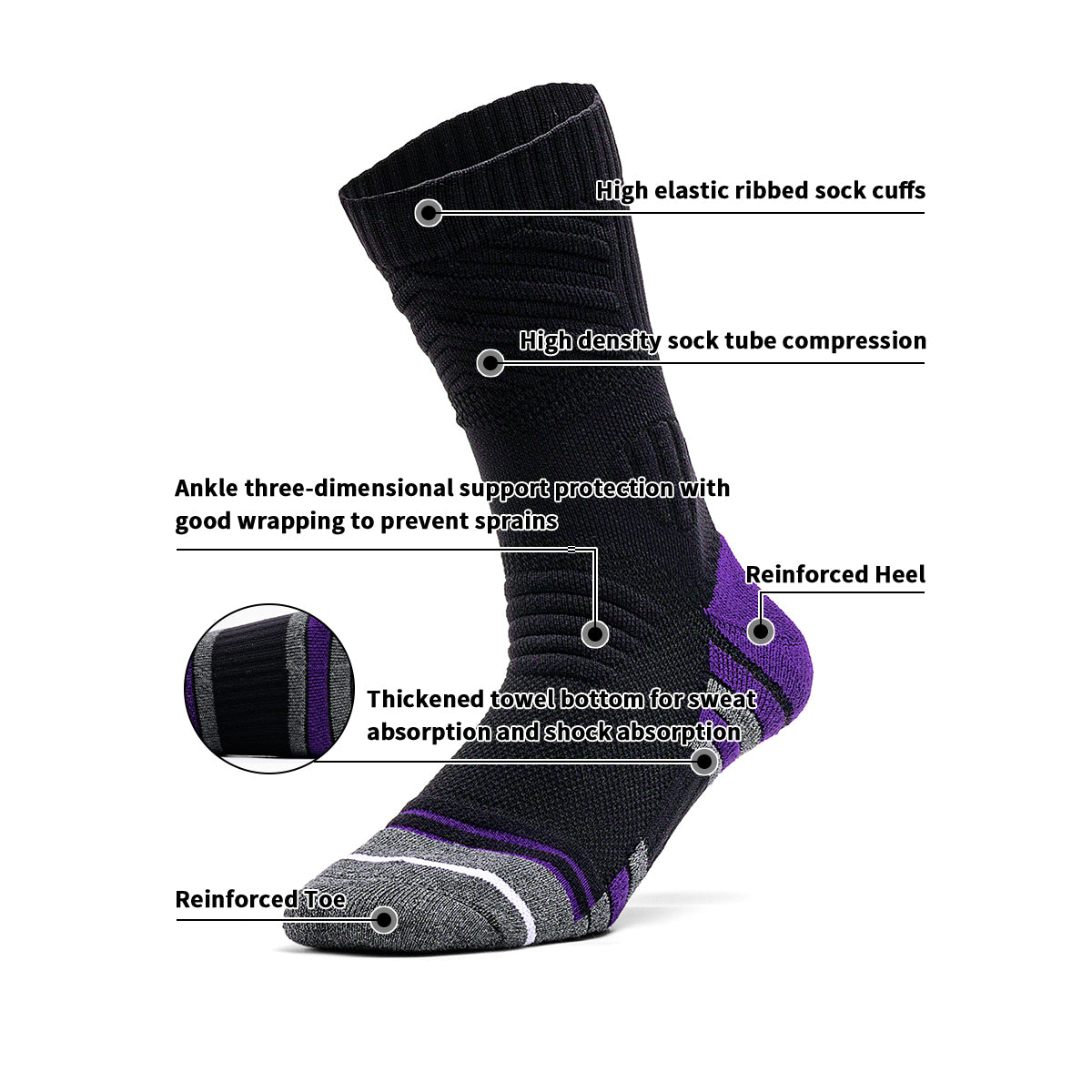 All-Weather Stain-Resistant Basketball Socks
