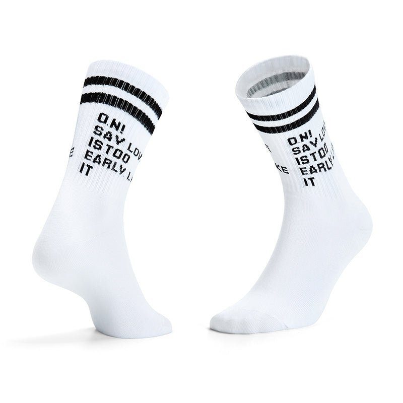 White Black Retro Striped Crew Socks