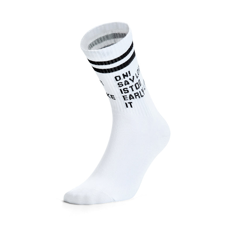 White Black Retro Striped Crew Socks