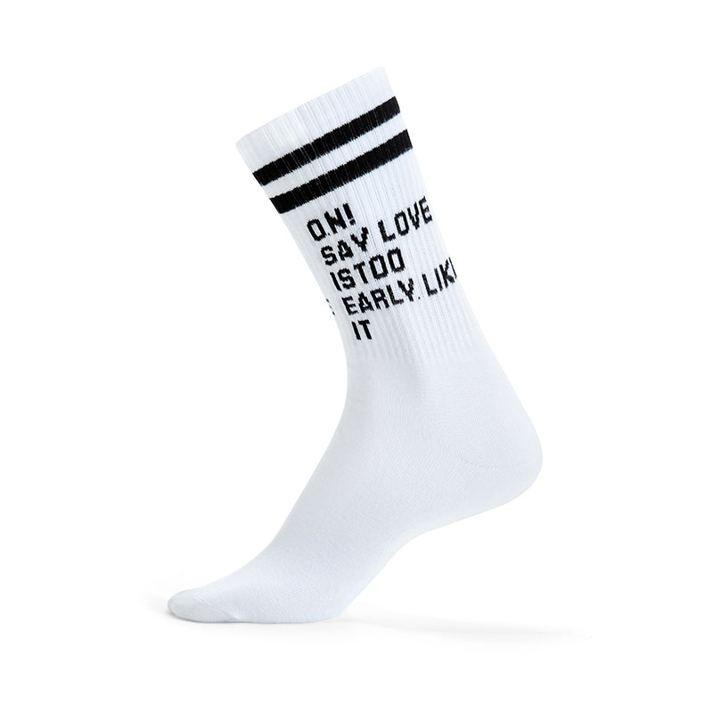 White Black Retro Striped Crew Socks