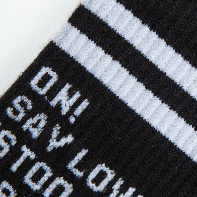 Black Retro Striped Crew Socks