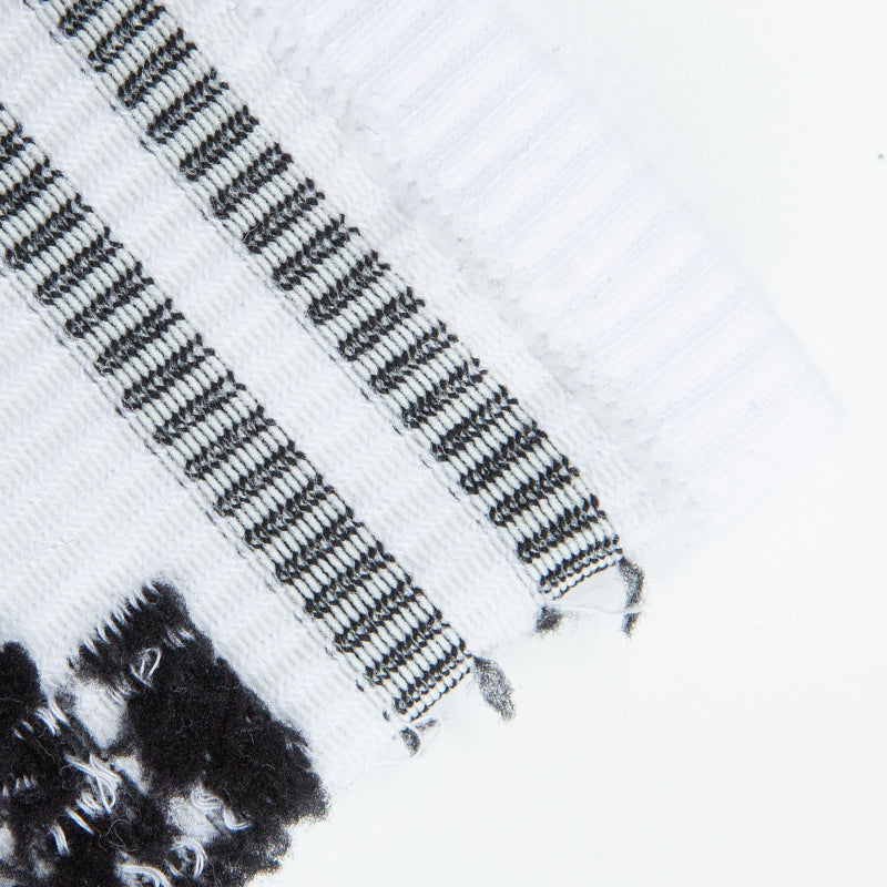 White Black Retro Striped Crew Socks