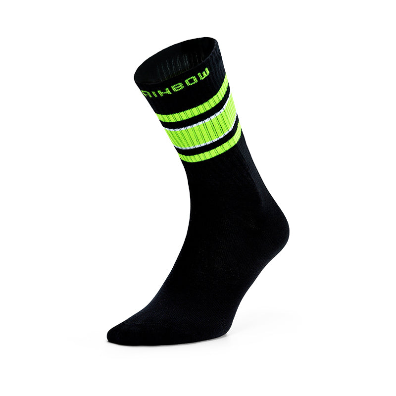 Black Neon Green Streetwear Crew Socks