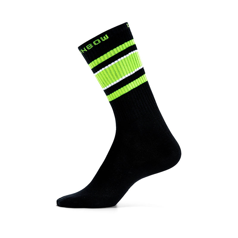 Black Neon Green Streetwear Crew Socks