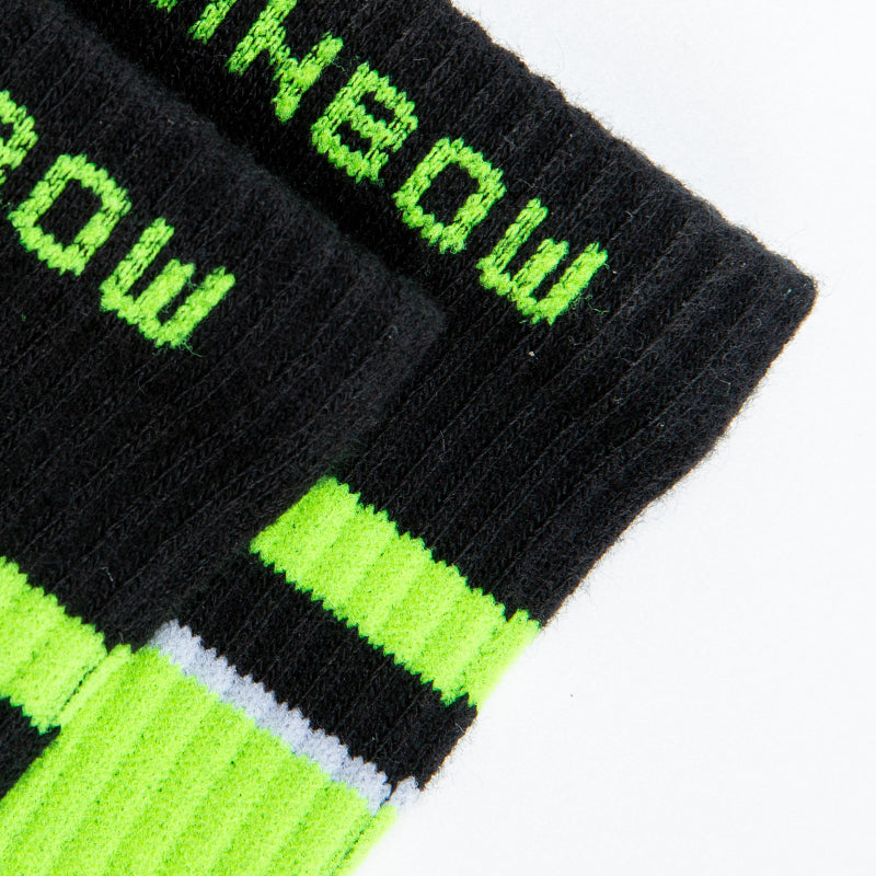 Black Neon Green Streetwear Crew Socks