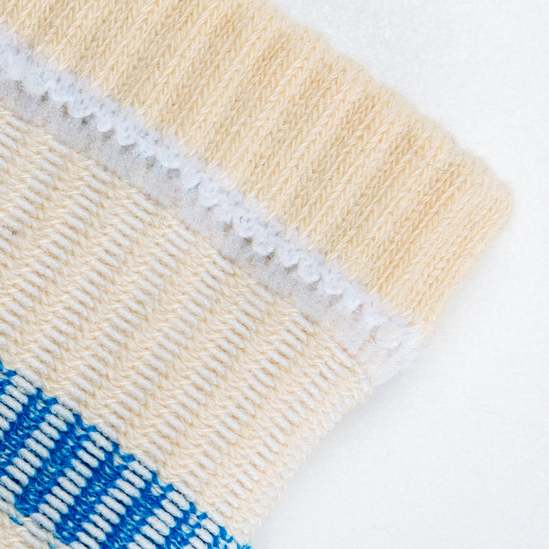 Beige Blue Orange Retro Crew Socks