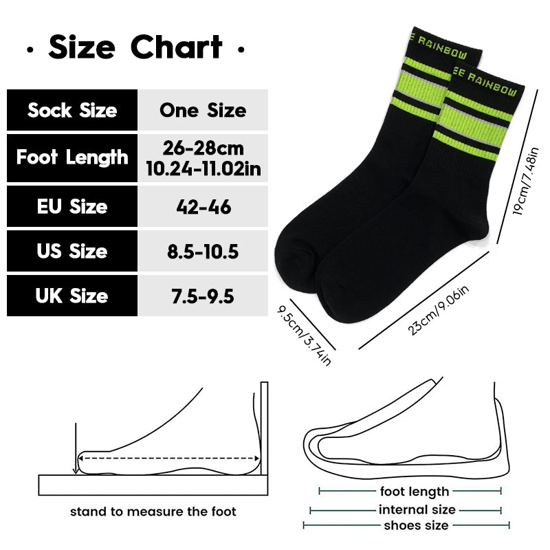 Black Neon Green Streetwear Crew Socks