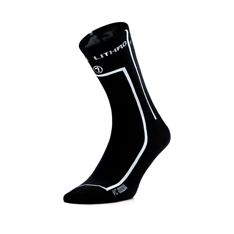 Black Techwear Geometric Crew Socks