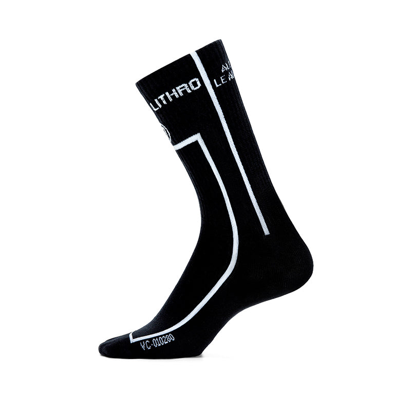 Black Techwear Geometric Crew Socks