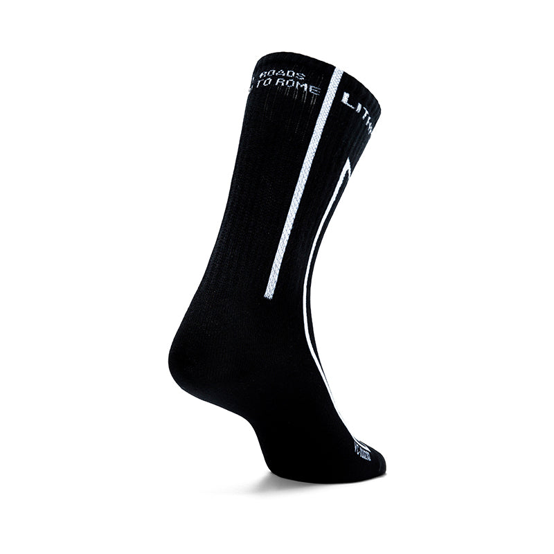 Black Techwear Geometric Crew Socks