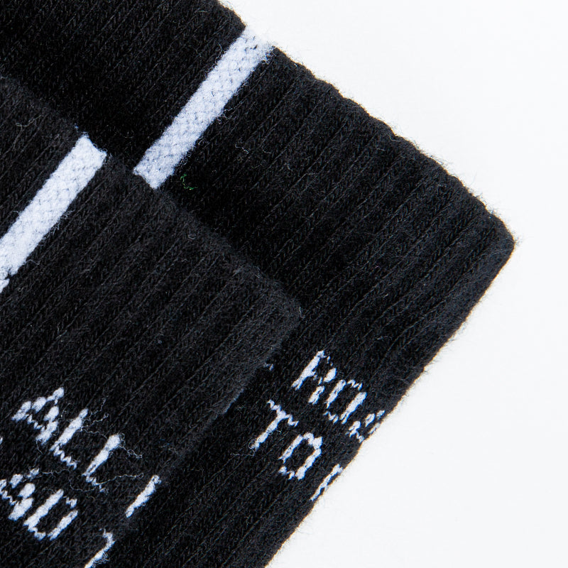 Black Techwear Geometric Crew Socks