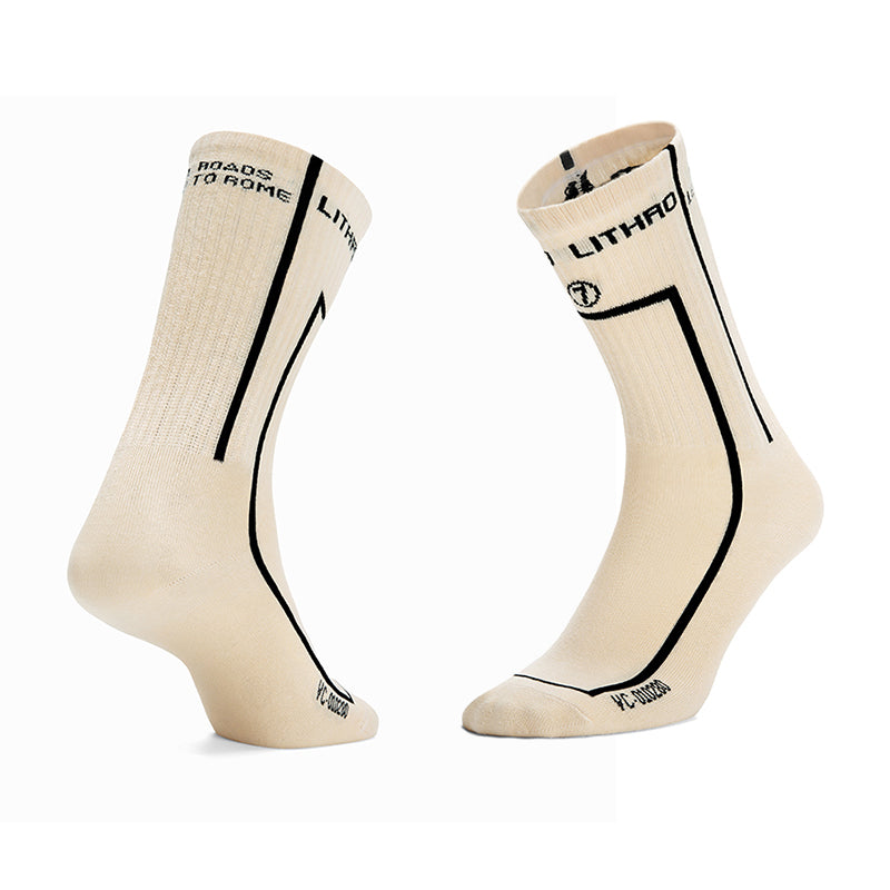 Beige Neutral Techwear Crew Socks