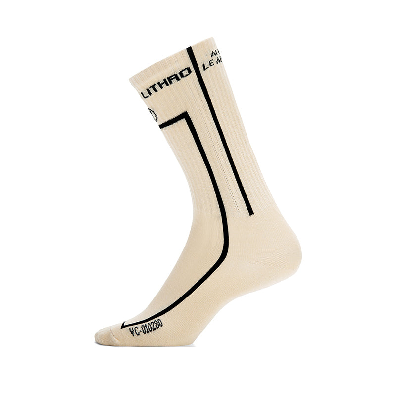 Beige Neutral Techwear Crew Socks