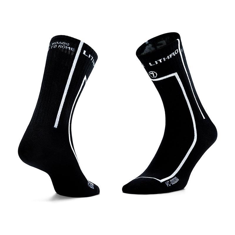 Black Techwear Geometric Crew Socks