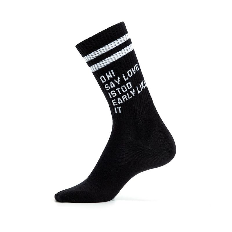 Black Retro Striped Crew Socks