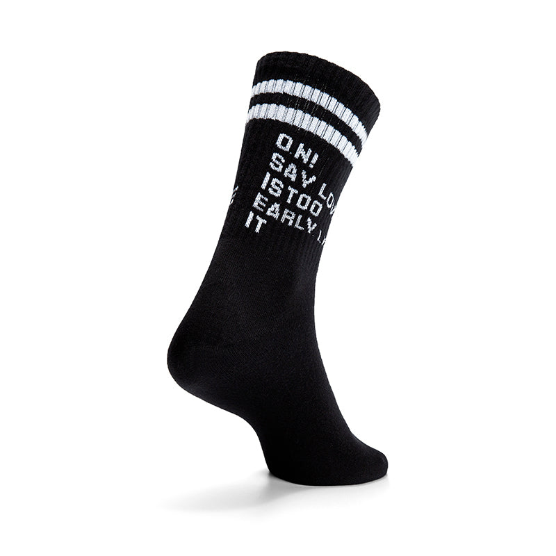 Black Retro Striped Crew Socks